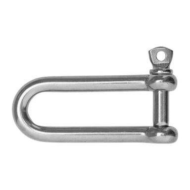 Pokazano stalowy Kayoba Marine Shackle z częściowo odkręconym gwintowanym sworznią.
