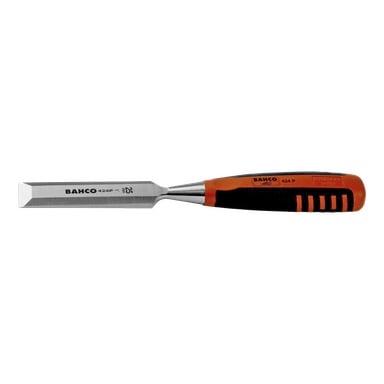 En Bahco-meisel med stålblad og et ergonomisk håndtak i oransje og svart.