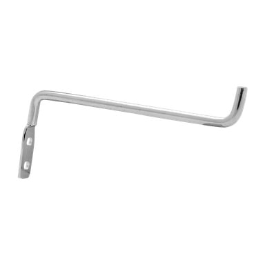 En Hard Head Straight verktøykrok fra en 2-pakning vises med en metall L-formet form, to skruehull i den ene enden, og en avrundet krok i motsatt ende.
