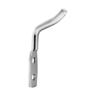 Et sett med fire hardt hode verktøyholdere, hver designet med en metallbrakett som har to skruehull på den ene flate siden og en buet arm som heves oppover og avsluttes i en avrundet ende.