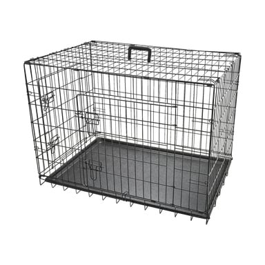 En Kayoba Pet-bur med svart metalltråd, en enda ytterdörr och en plastbottenbricka.