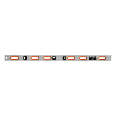 En silverfärgad Bahco-spritvattenpass med flera orange och svarta flaskor designade för att kontrollera horisontell och vertikal uppställning.
