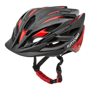 Czarno-czerwony kask rowerowy z wentylacją i nadrukiem Kayoba na boku.