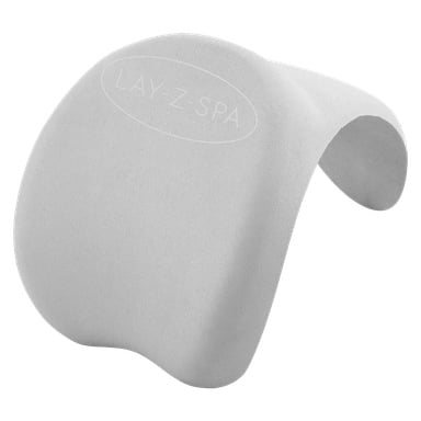 Zwei weiße, geschwungene, gepolsterte Nackenkissen mit der Prägung "LAY-Z-SPA" oben sind zu sehen; diese sind von Bestway für den Einsatz im Whirlpool oder Spa konzipiert.