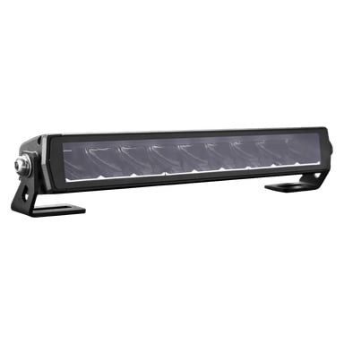 En Hamron Light bar LED med et rektangulært svart kabinett og klart objektiv er montert på to justerbare metallbraketter.