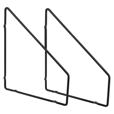 To "Brackets 2-pack" magasinholdere fra Hard Head, laget av svart metalltråd, plasseres ved siden av hverandre. De har en vinklet, åpen ramme som egner seg for å holde filer eller magasiner oppreist.