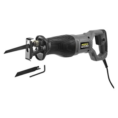 Meec Tools RS-W EASY 100 sladdad bajonsåg med svart handtag, fäst blad, reservblad och en insexnyckel i närheten.