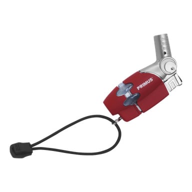En röd och silverfärgad Primus Storm PowerLighter med svart handledsrem.