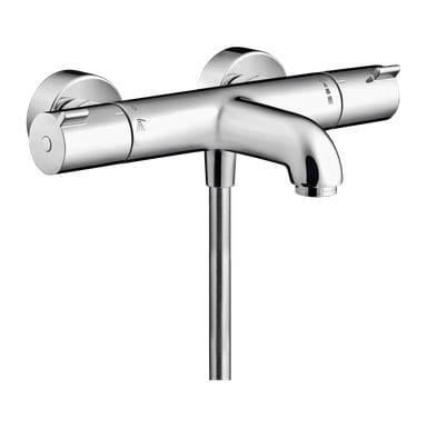 Hansgrohe rör-/duschblandare MyFox väggmonterad metallisk dusch- och badkarsblandare med centralkran, dubbla kontrollhandtag och nedåtriktad röranslutning.
