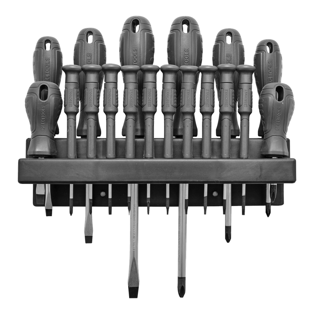 Meec Tools Schraubendreher-Set mit Wandhalterung 18-teilig