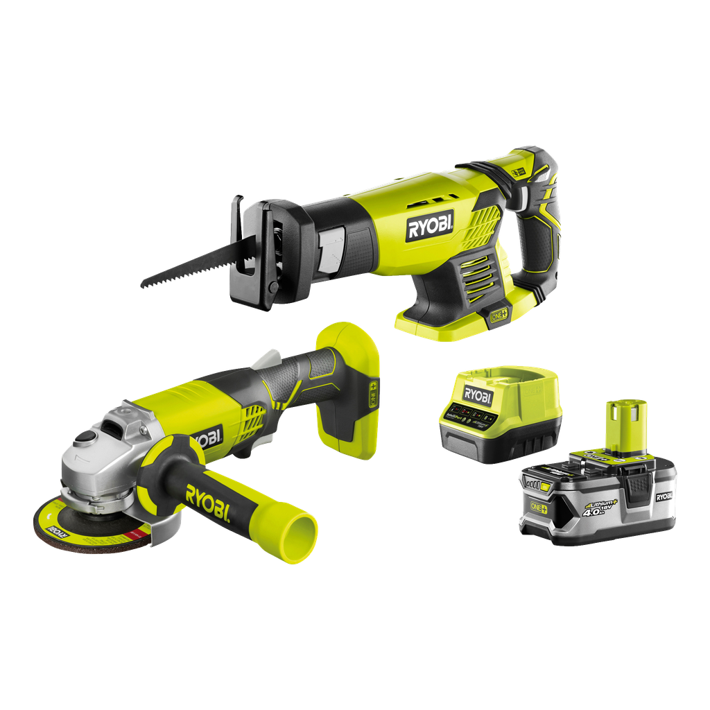 Ryobi ONE+ Vinkelslip + tigersåg 4 delar