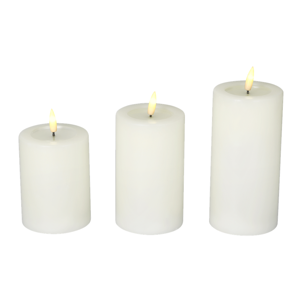 Menuett Kubbelys med flamme som flakker LED 3 deler