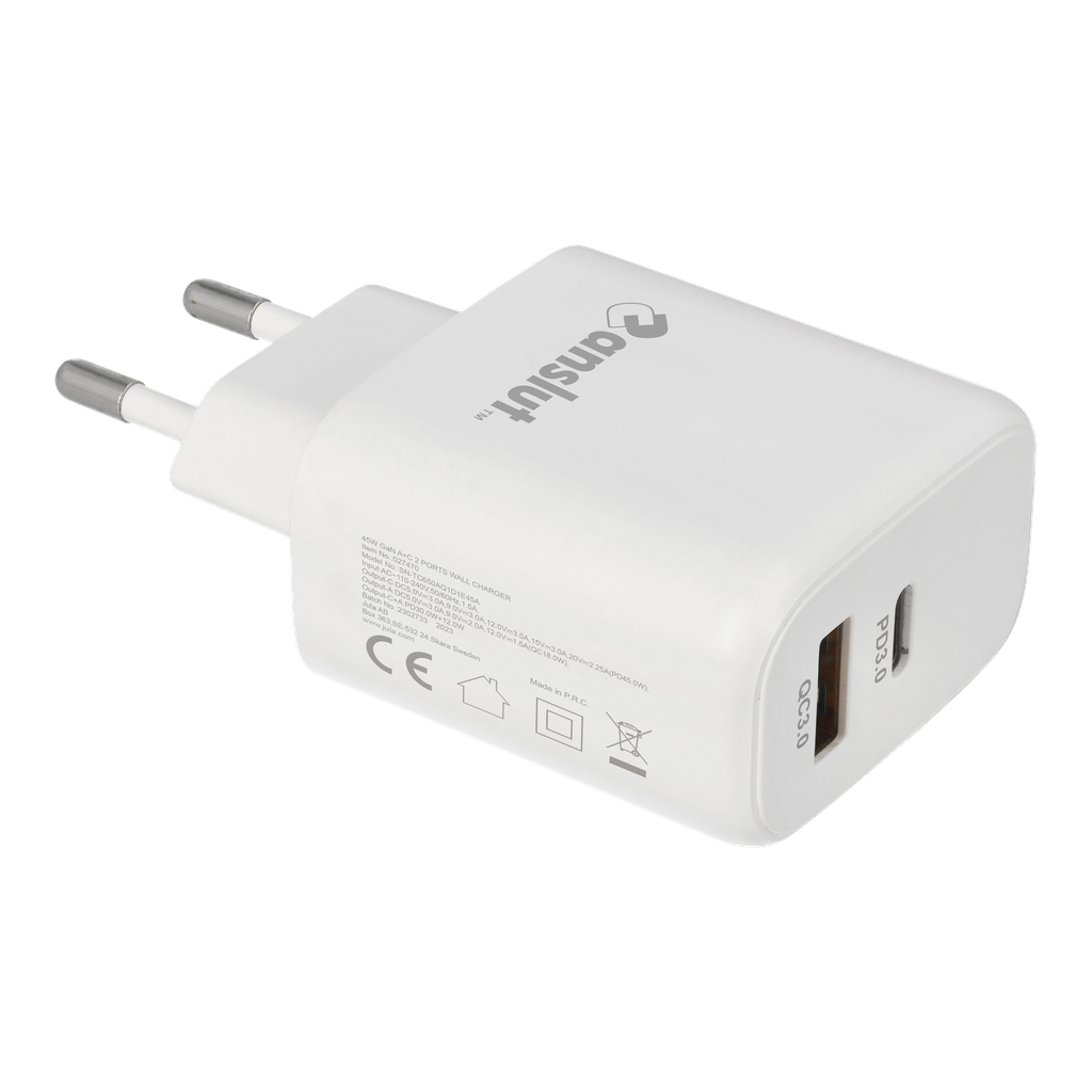 Anslut Laddare USB-A + USB-C