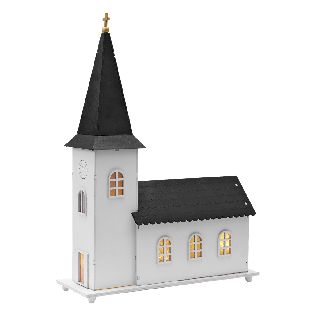EKVIP Kyrka med speldosa och belysning LED