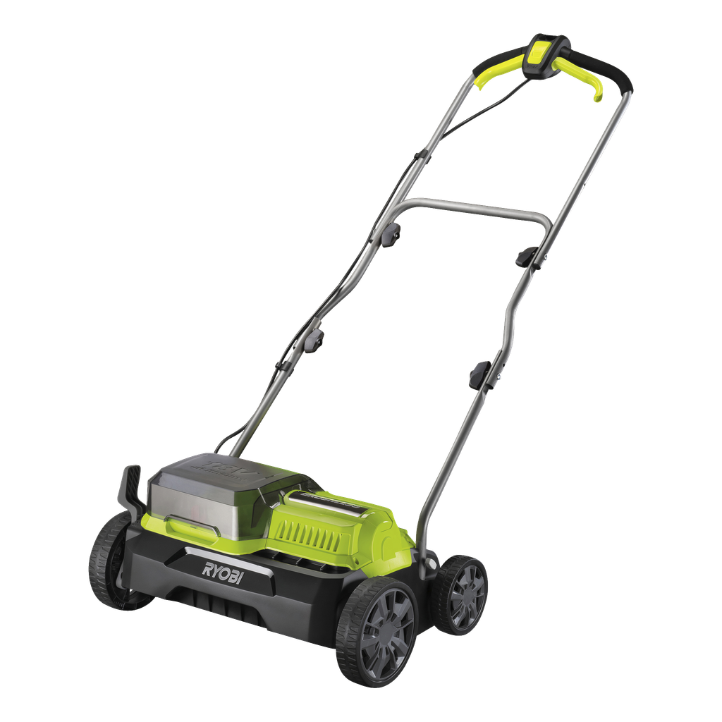 Ryobi ONE+ Hiiliharjaton sammaleenpoistaja/nurmikon ilmaaja