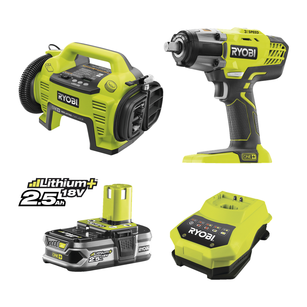 Ryobi ONE+ Mutterdragare + kompressor