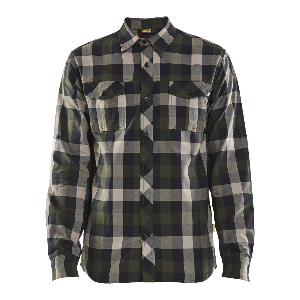 SKJORTE FLANELL OLIVE GRØN XL OLIVE GRØNN/SORT