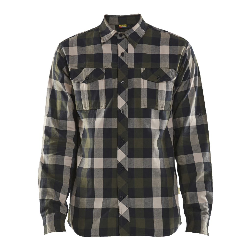 SKJORTE FLANELL OLIVE GRØN XL OLIVE GRØNN/SORT