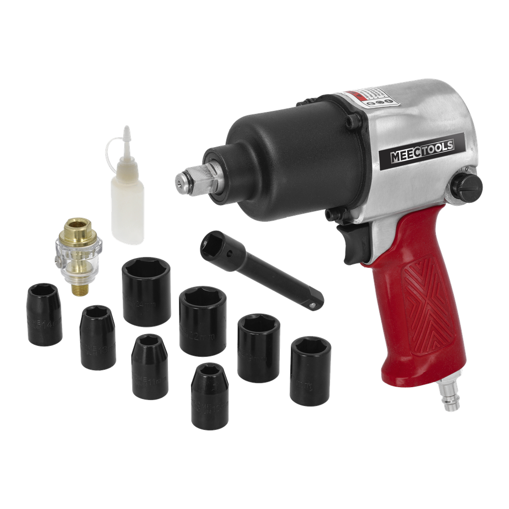 Meec Tools Tryckluftsdriven mutterdragarsats 13 delar