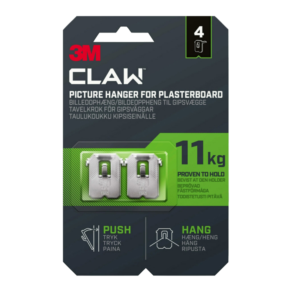 CLAW Bildekroker for gipsvegg 4-pk