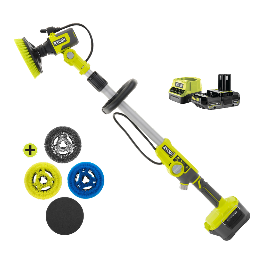 Ryobi ONE+ Rengjøringsbørste med batteri og lader