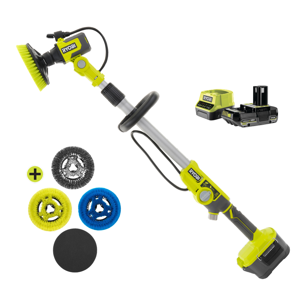Ryobi ONE+ Rengjøringsbørste med batteri og lader