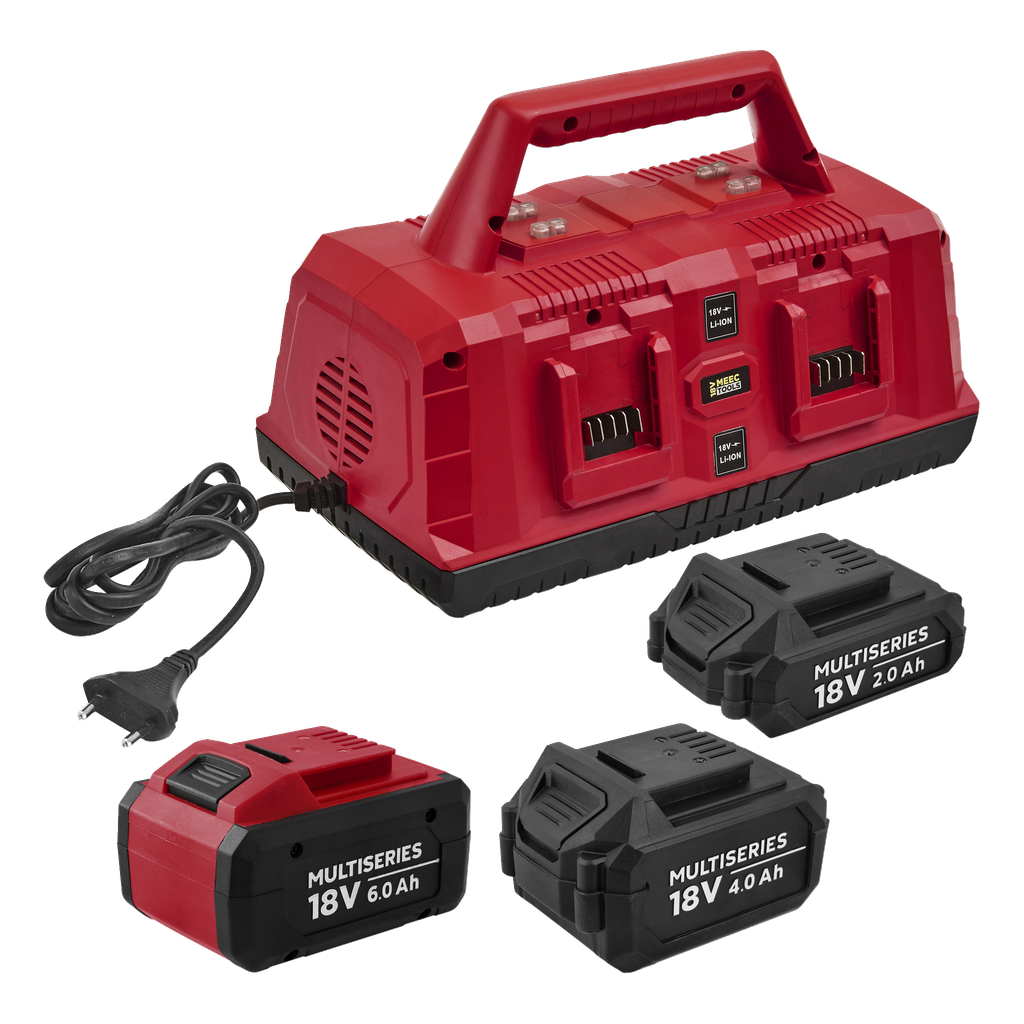 Meec Tools Multiseries 18 V Batterier + batteriladdare 4 delar