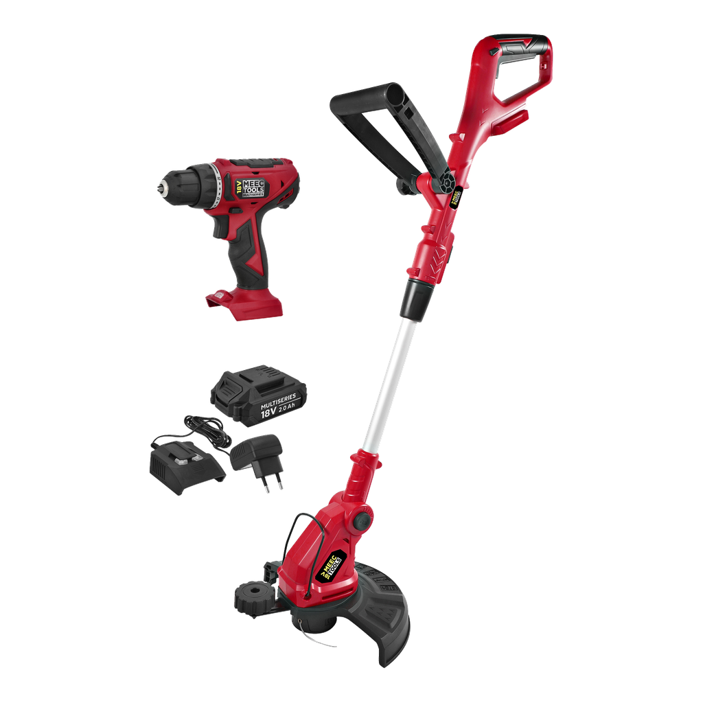Meec Tools Multiseries 18 V Gresstrimmer + skrutrekkersett 4 deler
