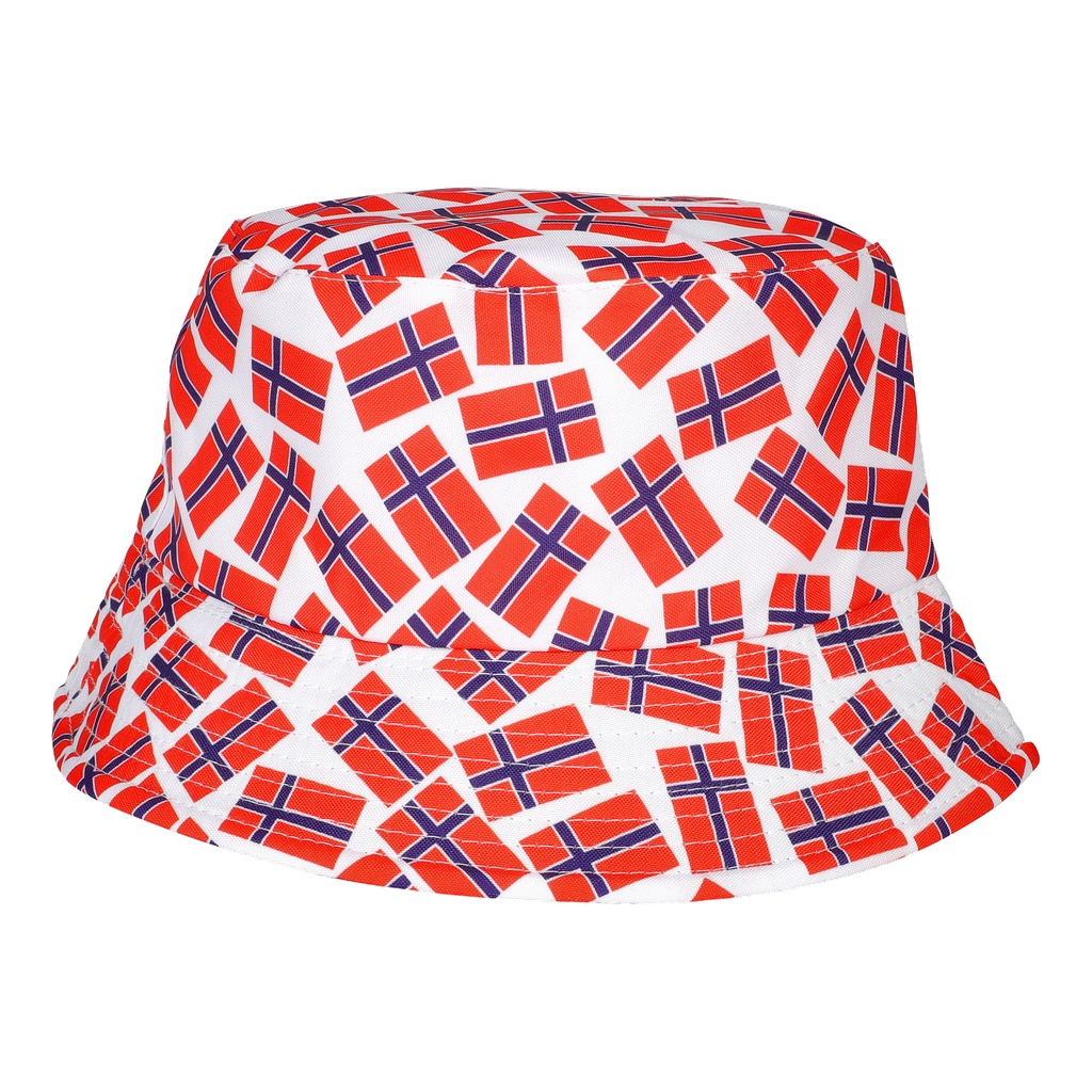 Bøttehatt med norske flagg