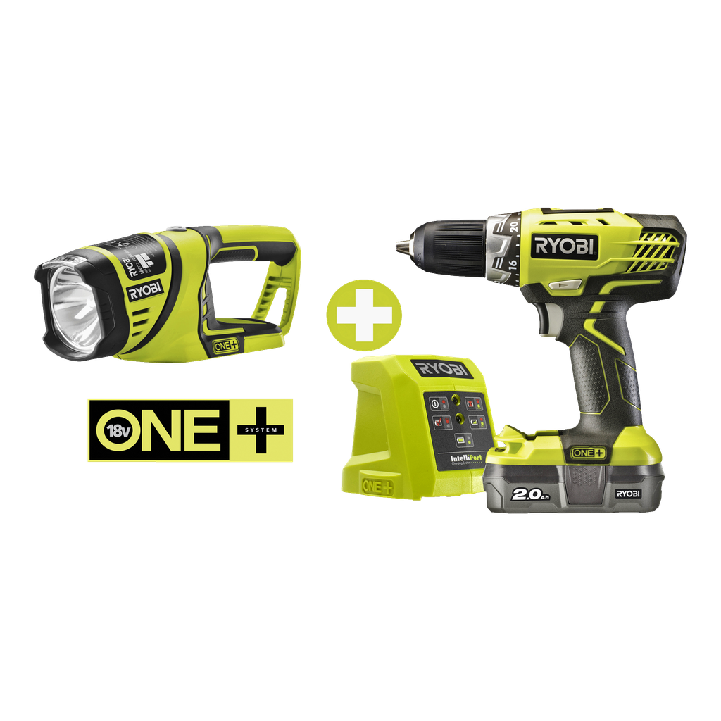 Ryobi ONE+ Skrutrekker + lommelykt