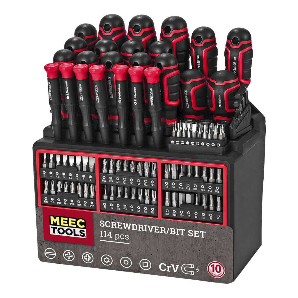 Meec Tools Skrutrekker-/bitssett 114 deler