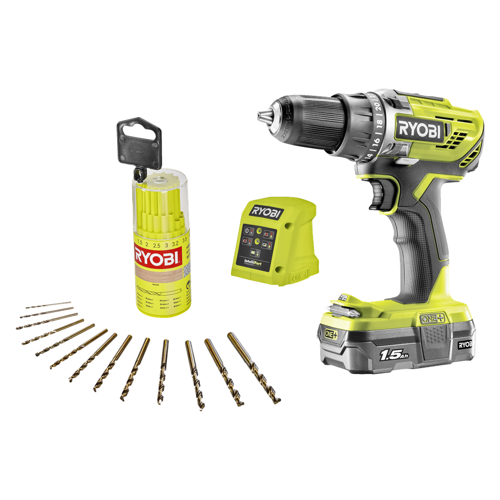 Ryobi ONE+ Skruvdragare med borrset