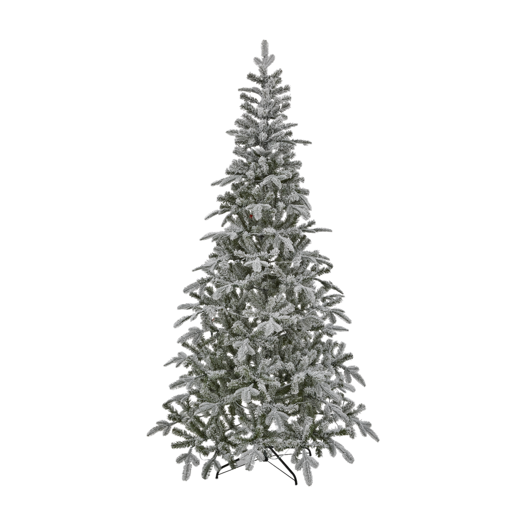EKVIP Naturtro juletre med kunstsnø og LED-belysning
