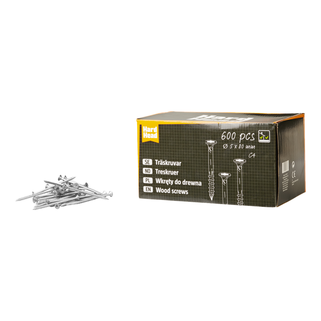 Hard Head Träskruvar 600-pk