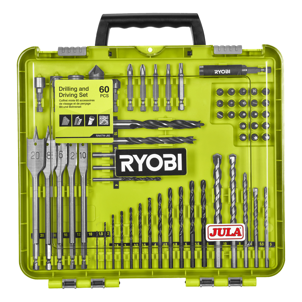 Ryobi Bor- og bitssett 60 deler