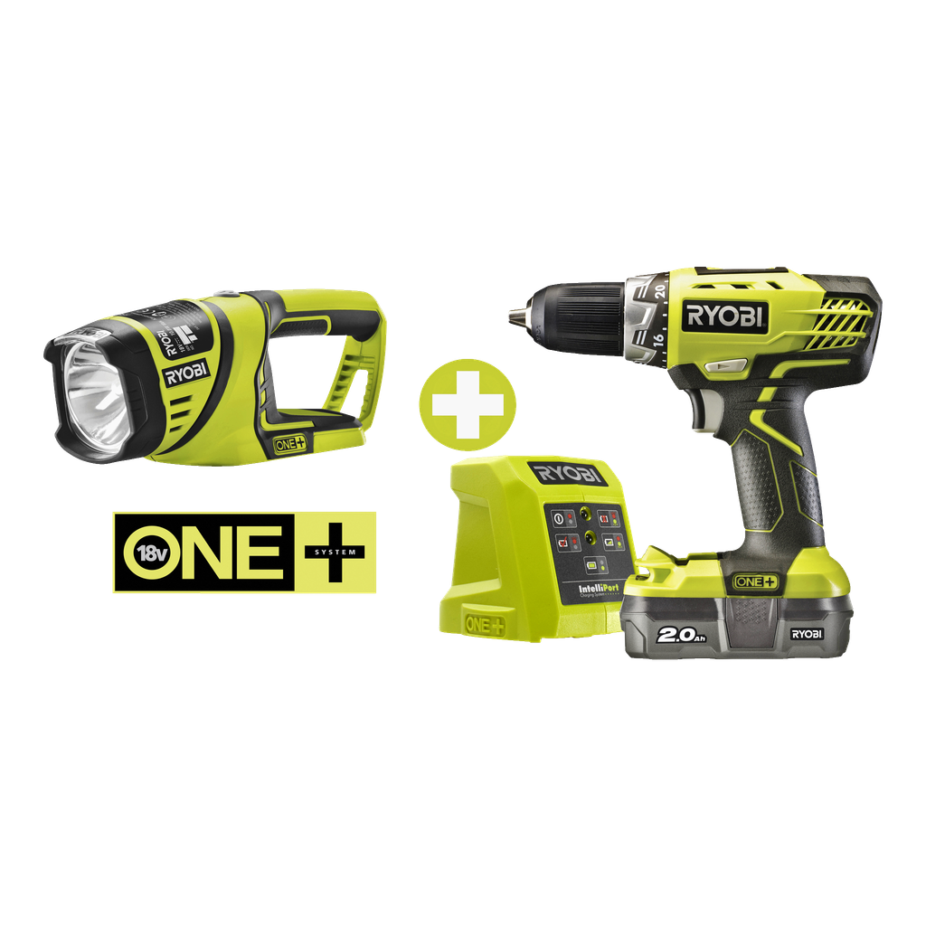 Ryobi ONE+ Skrutrekker + lommelykt