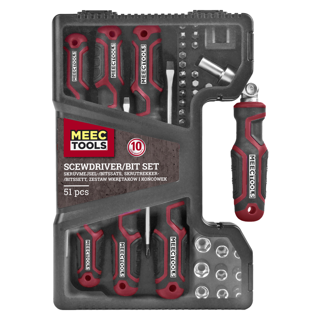 Meec Tools Skrutrekker-/bitssett 51 deler