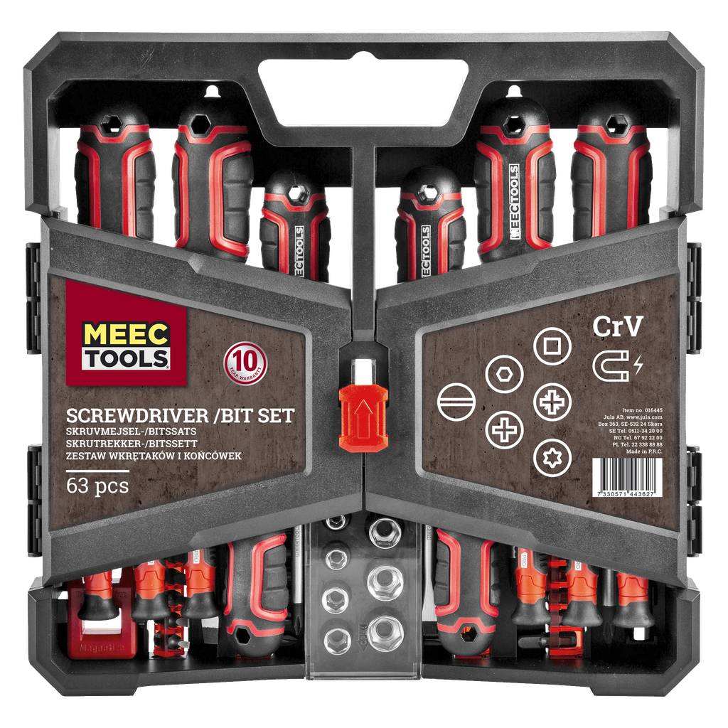 Meec Tools Skrutrekker-/bitssett 63 deler